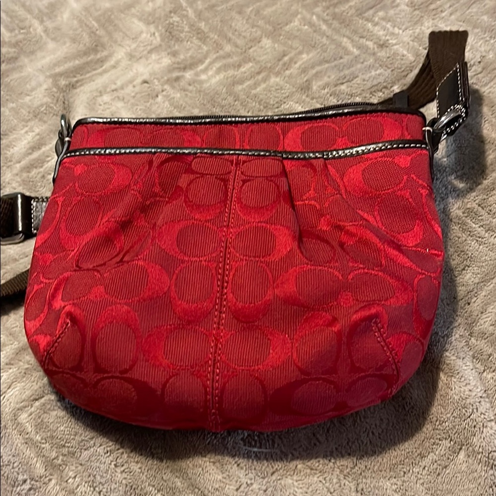 Coach Red Crossbody Bag with Quilted Design
